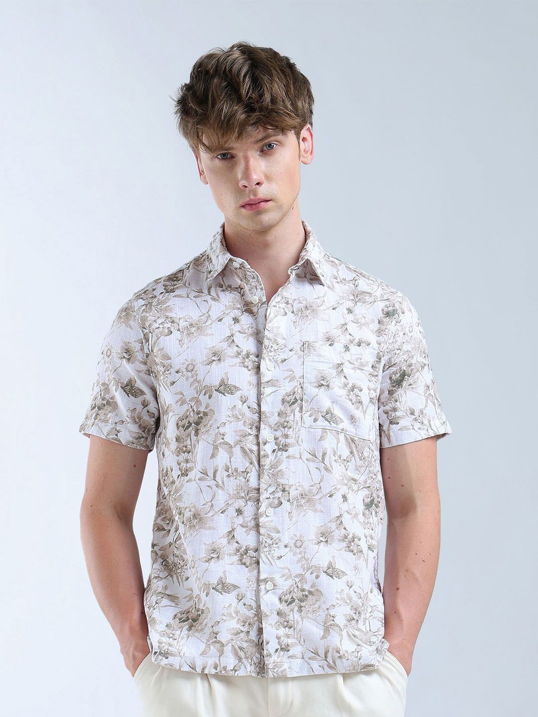 

Flying Machine Regular Fit Floral Shirt, Off white