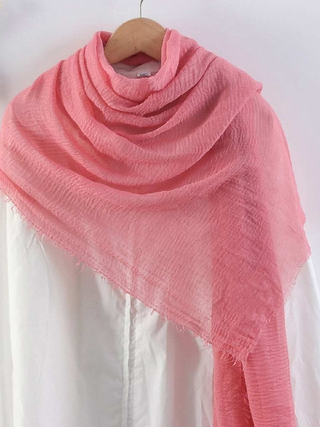 

CrossKulture Women Scarf With Frayed Border, Pink