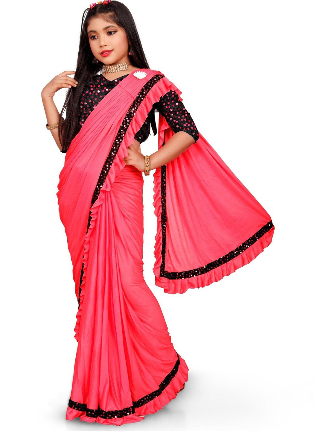 

Aika Sequinned Pure Georgette Saree, Pink
