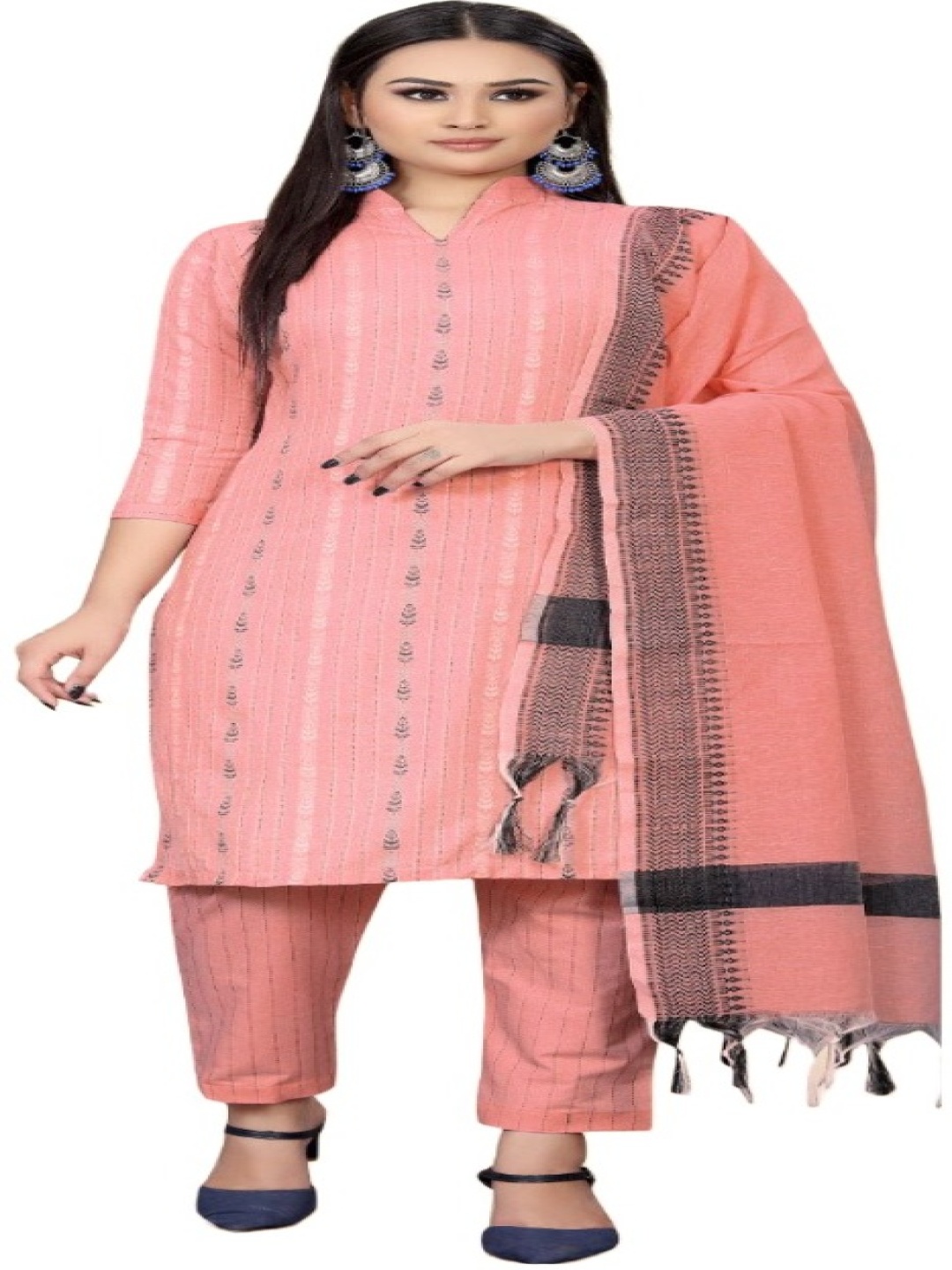 

Aika Geometric Woven Design Pure Cotton Unstitched Dress Material, Pink
