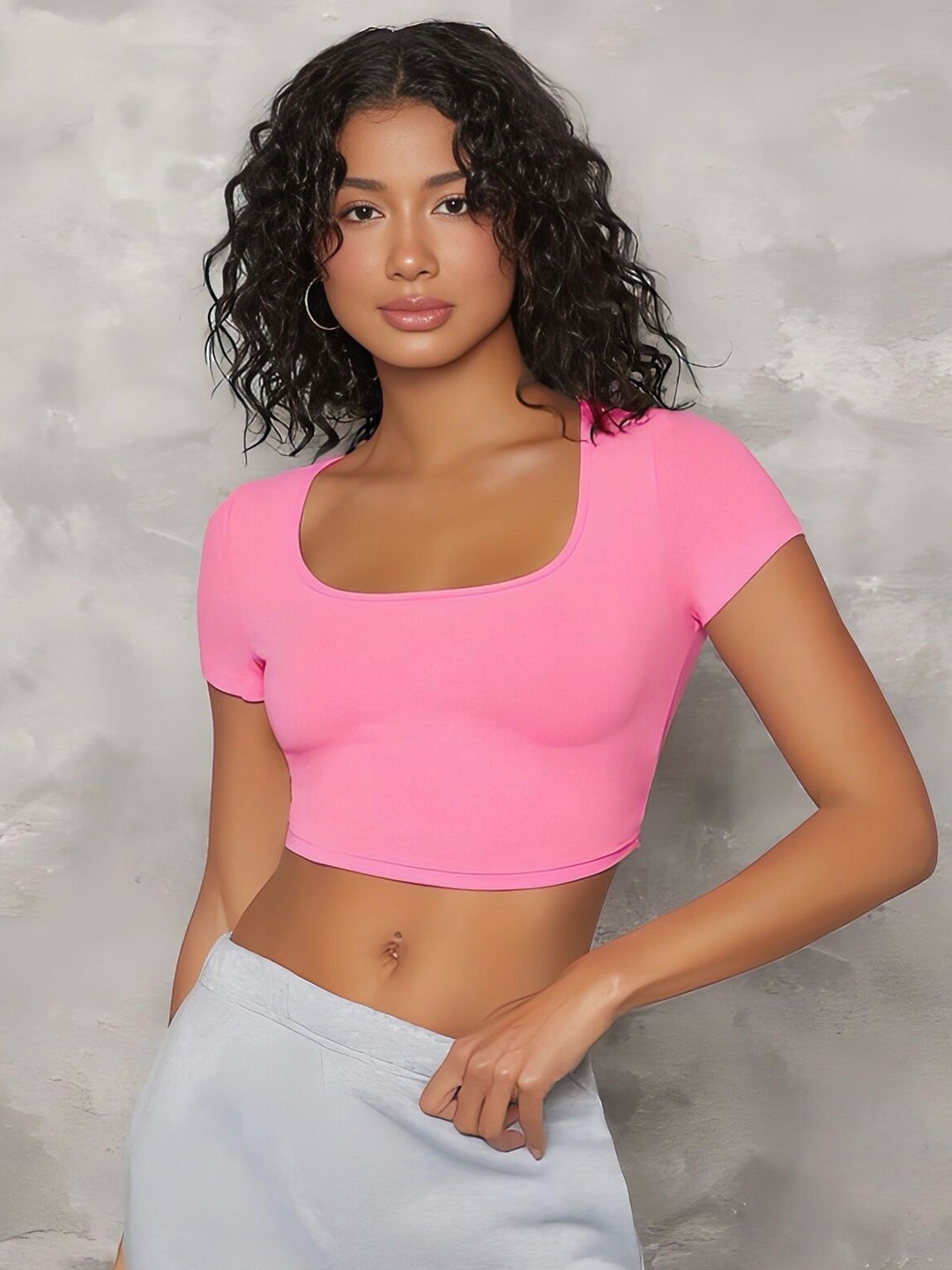 

sollobell Print Cotton Crop Top, Pink