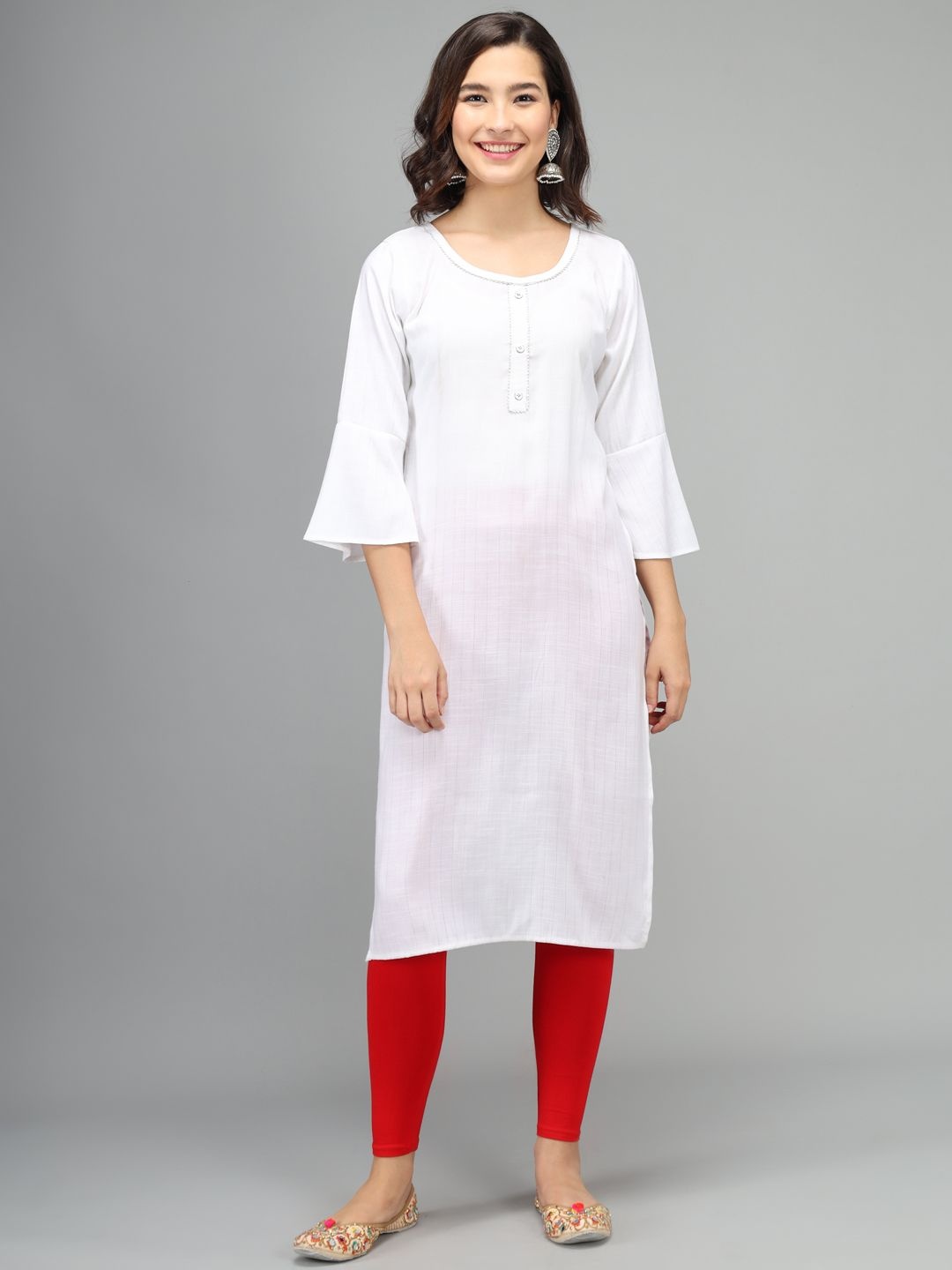 

thread plus Women Cotton Mid-Rise Ankle-Length Leggings, Red