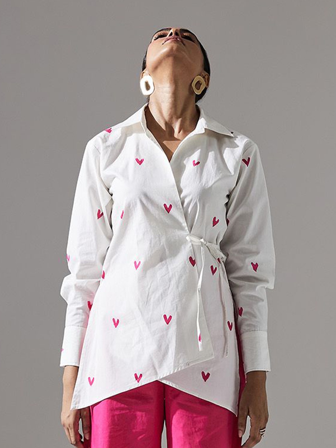

Dorabi Women Tailored Fit Opaque Printed Casual Shirt, Pink