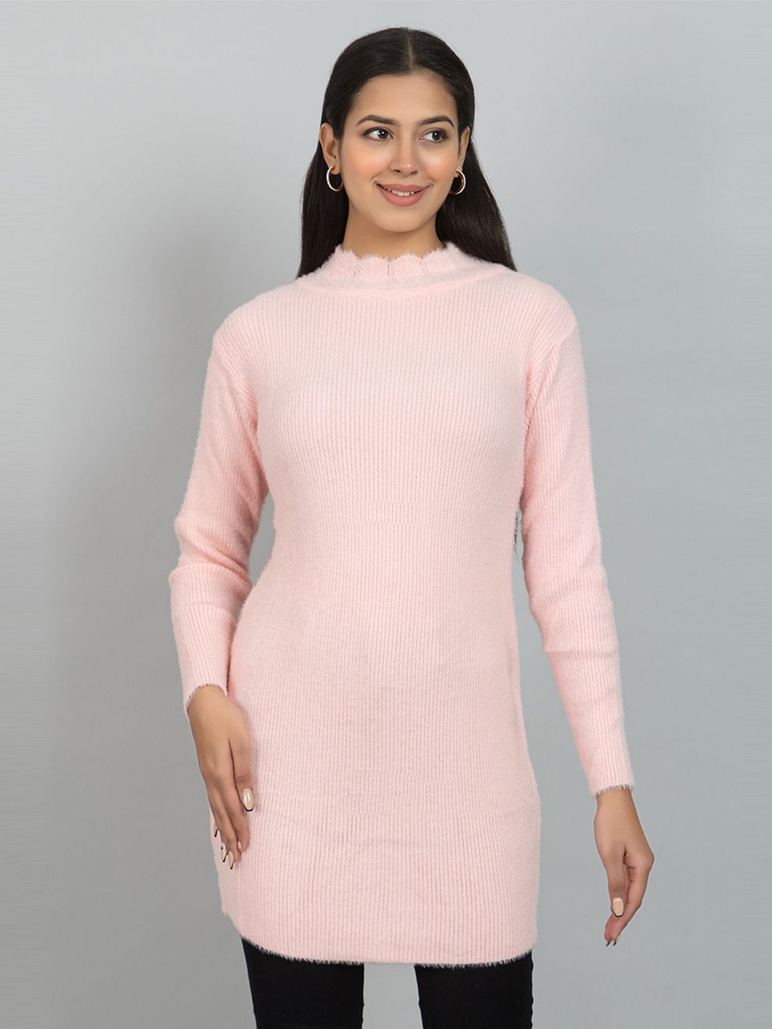 

Wool's Kart Women Round Neck Woollen Tunic, Pink