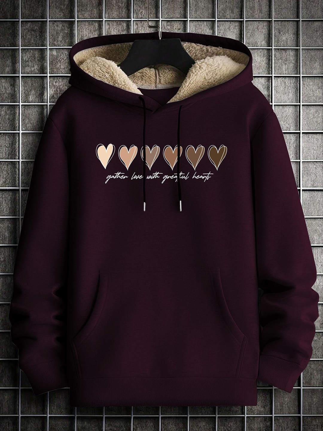 

TOGS & TERRE Women Printed Hooded Sweatshirt, Maroon