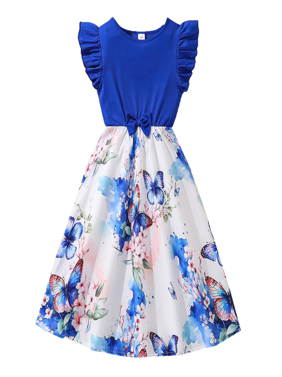 

StyleCast x Revolte Girls Floral Printed Colourblocked Fit - Flare Midi Dress, Blue