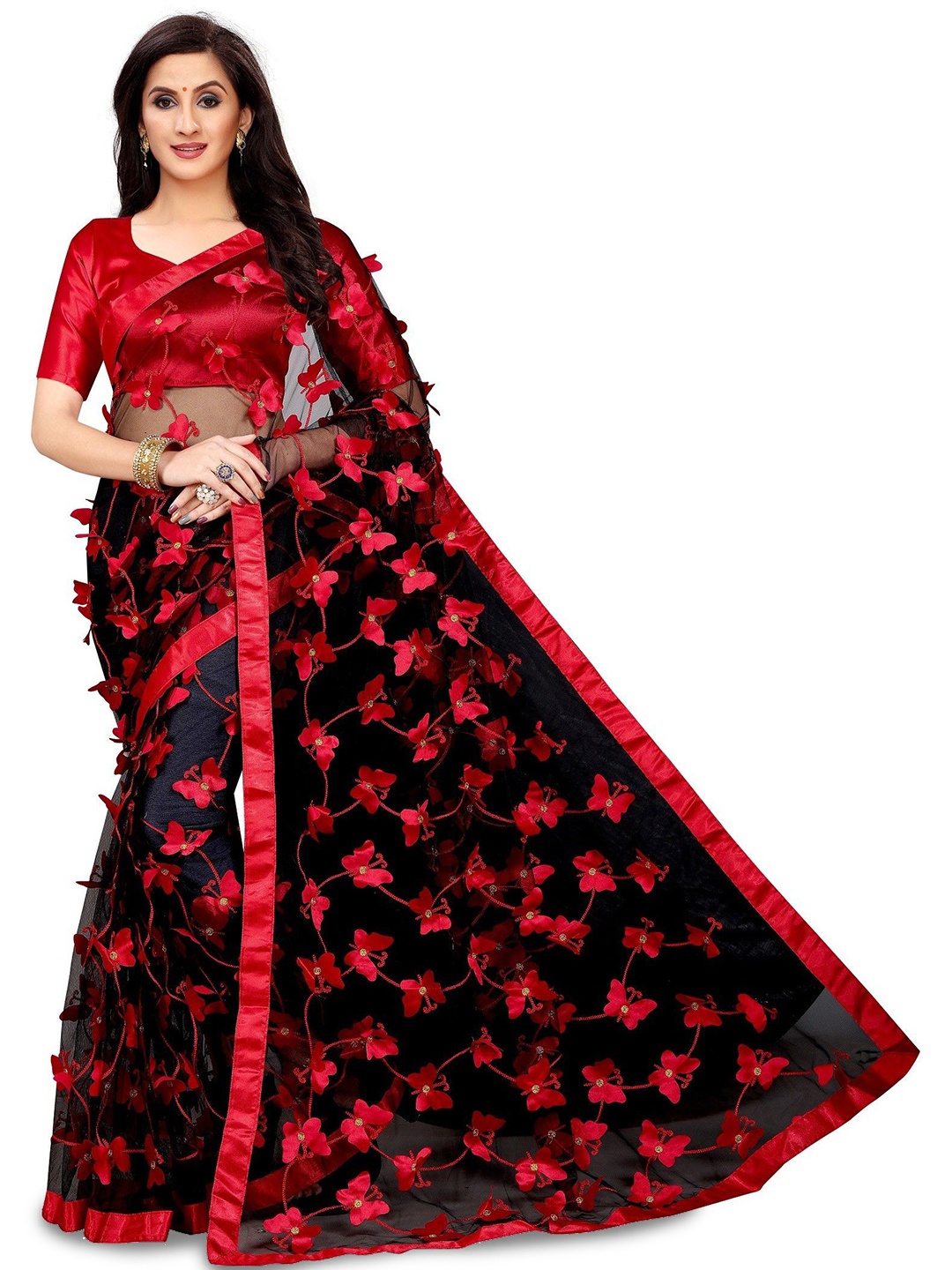 

Aika Embellished Pure Silk Banarasi Saree, Black