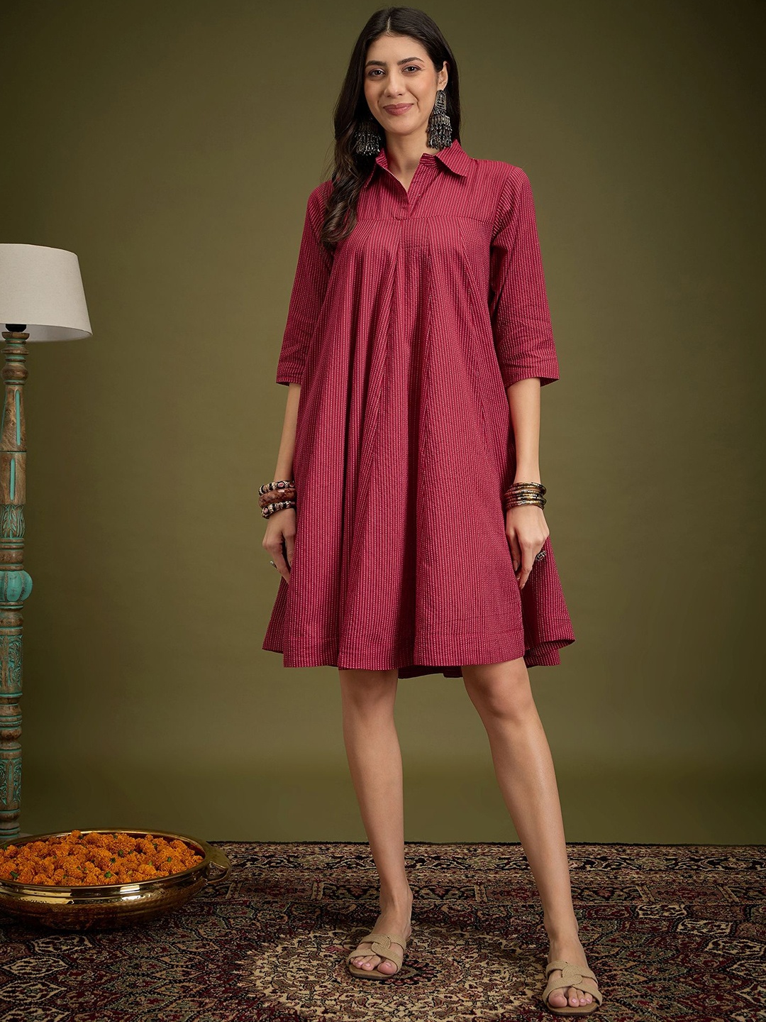 

InWeave Fit & Flare Dress, Maroon