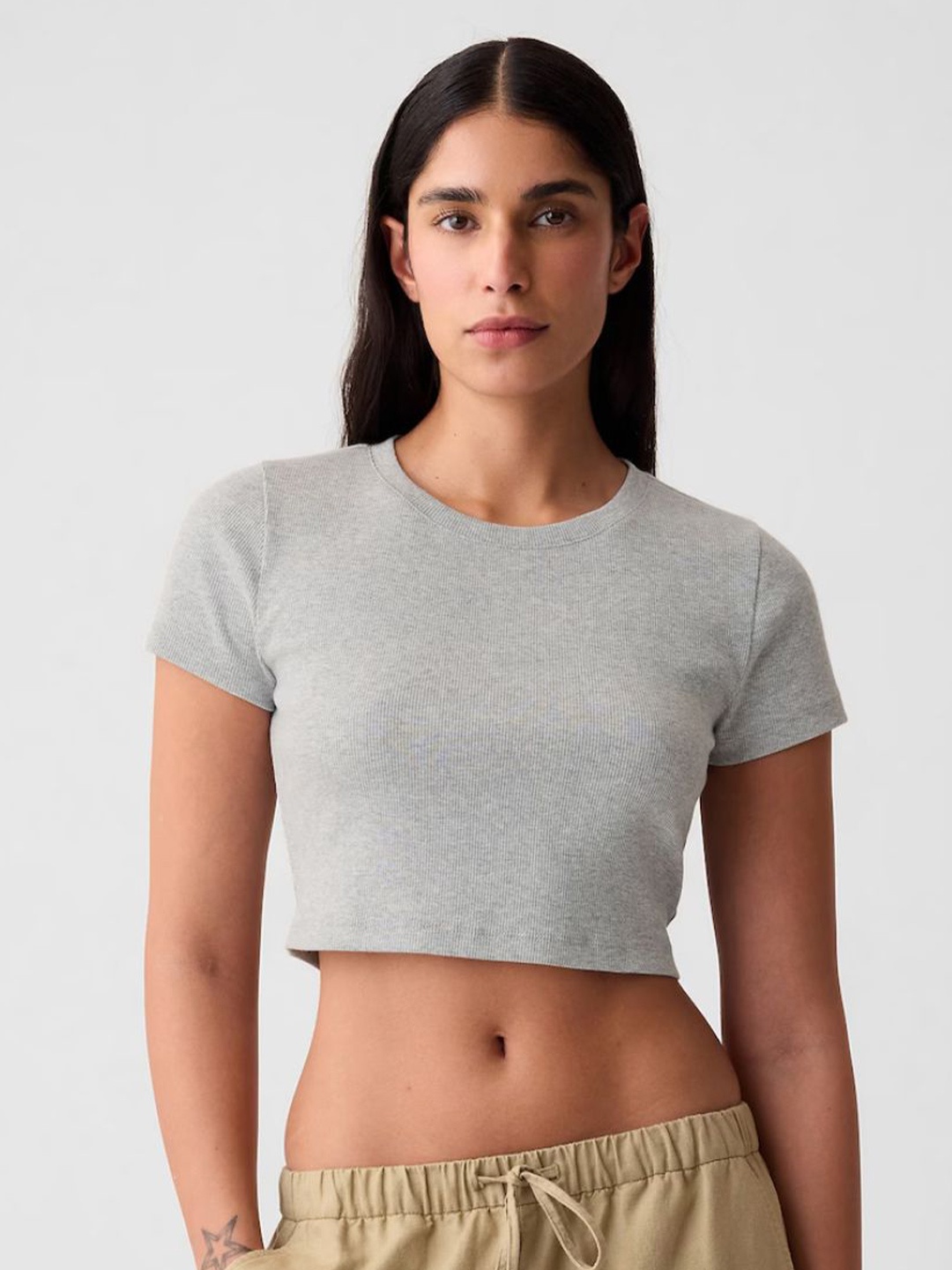 

sollobell Cotton Crop Top, Grey