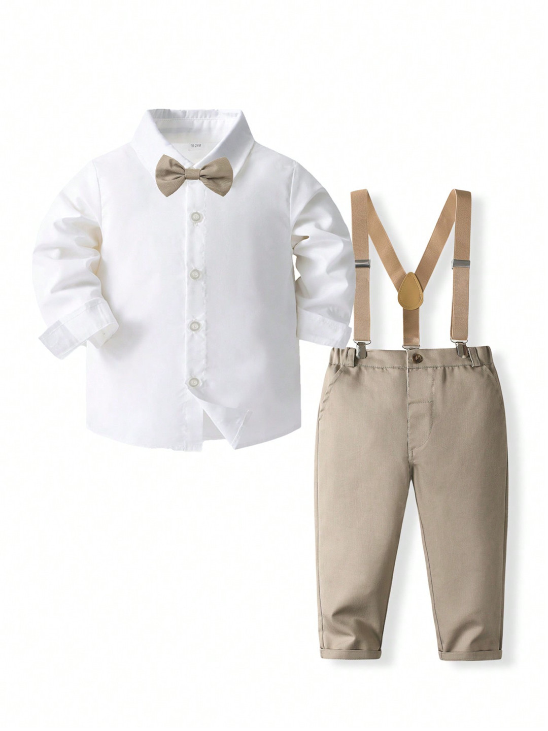 

StyleCast x Revolte Boys Pure Cotton Shirt With Trouser & Suspenders, Beige