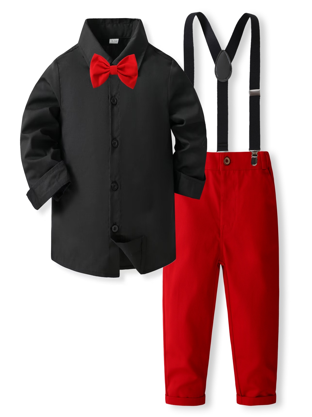 

StyleCast x Revolte Boys Pure Cotton Shirt With Trouser & Suspenders, Black