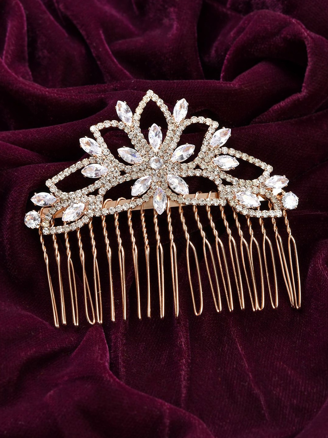 

Voylla Embellished Royal Romance Eloise Comb Pin Hair Accessories, Rose gold