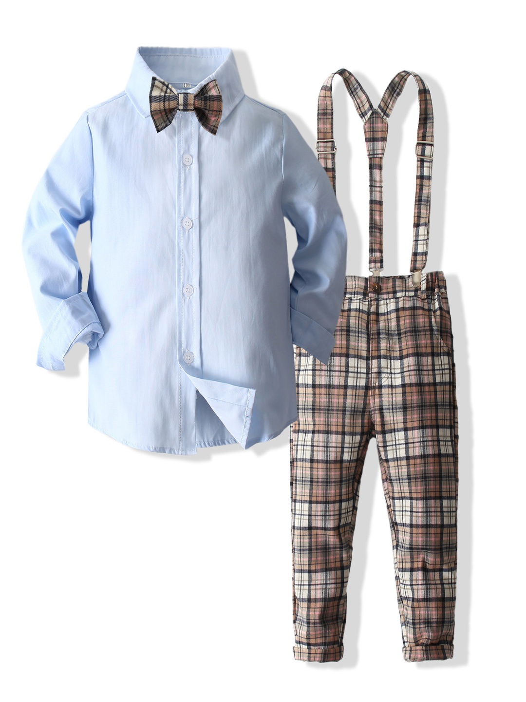 

StyleCast x Revolte Boys Pure Cotton Shirt With Trouser & Suspenders, Blue