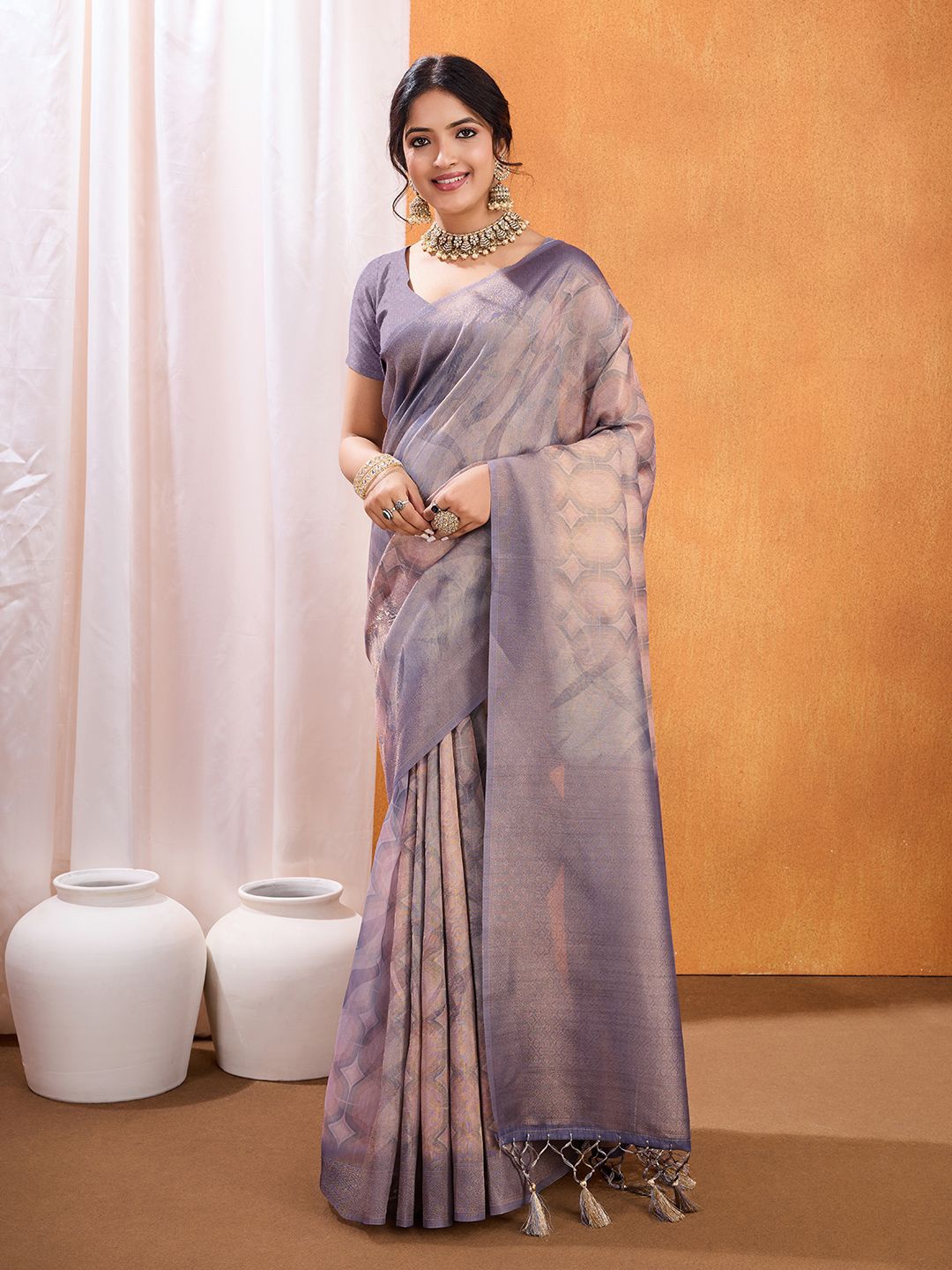 

Mitera Woven Design Zari Banarasi Saree, Purple