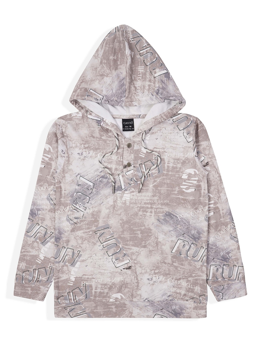 

CAVIO Boys Printed Hooded Sweatshirt, Khaki