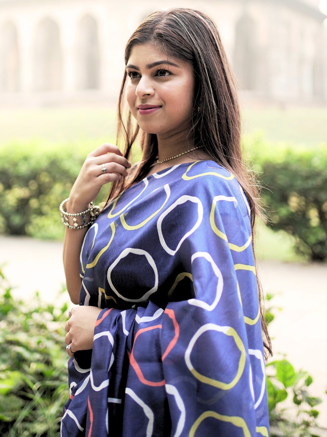 

VIRICA Chanderi Digital Print Saree, Blue