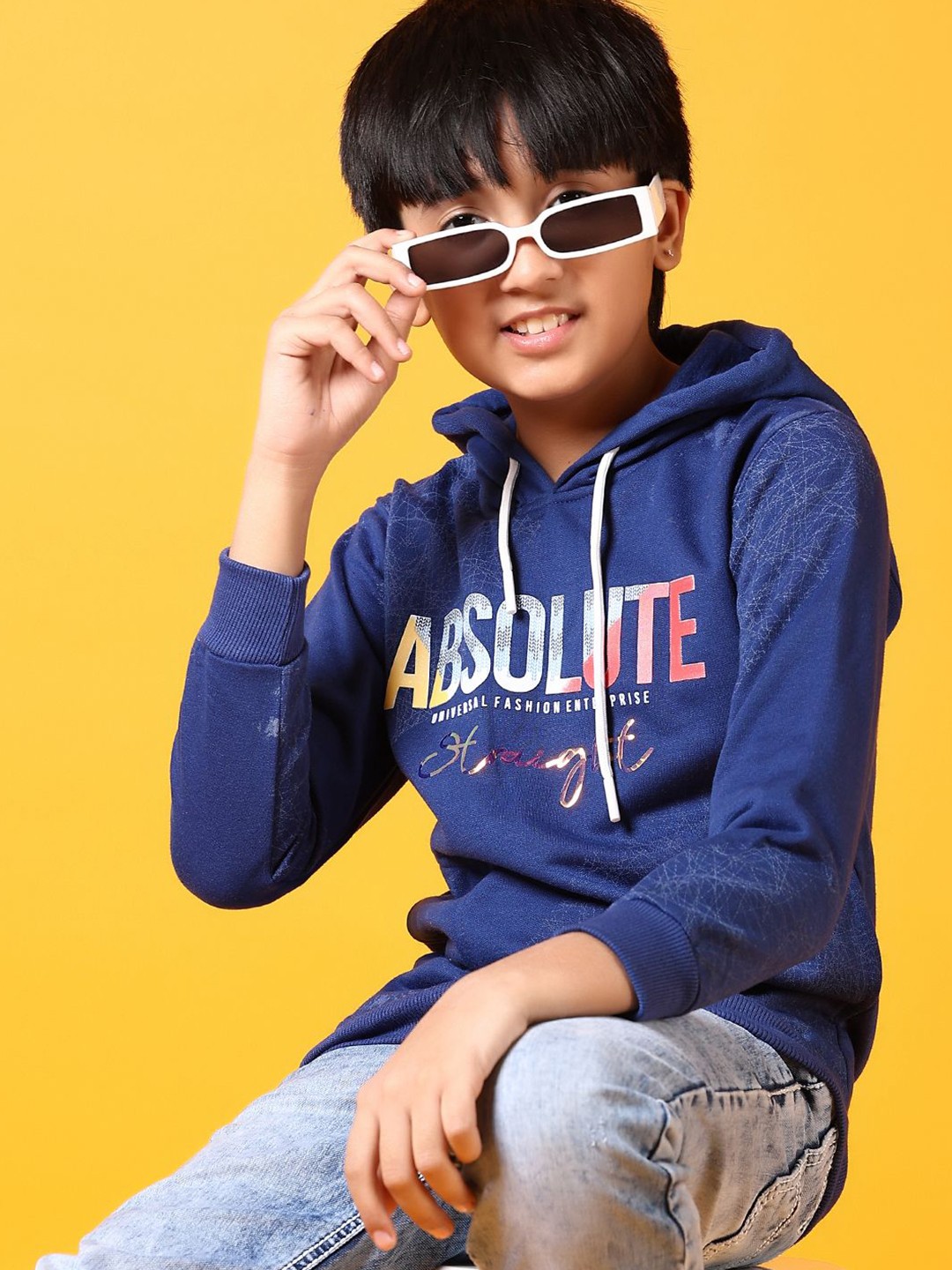 

V-Mart Boys Printed Hooded Sweatshirt, Blue