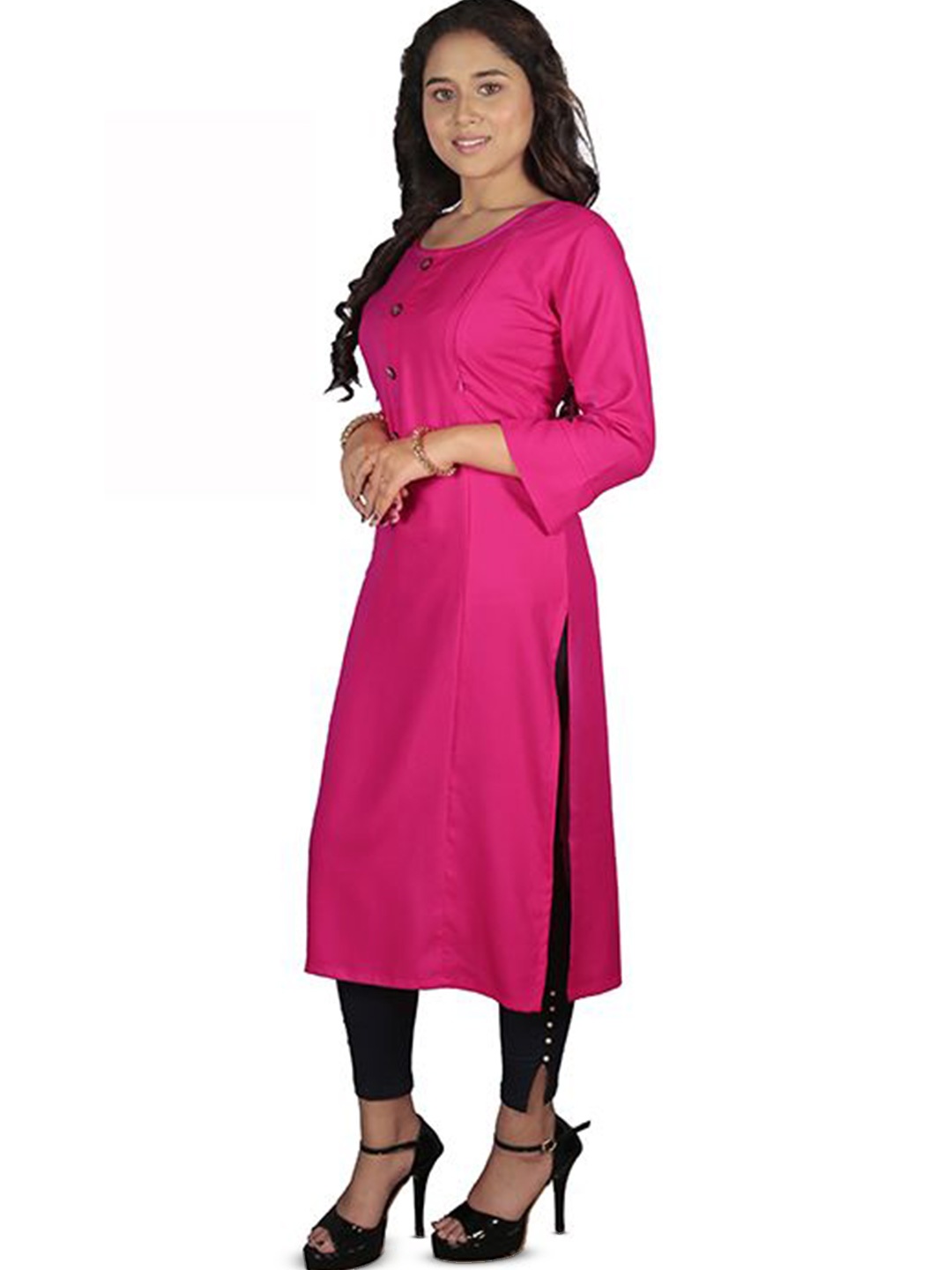 

Mahiras Comfort Women Solid Maternity Kurta, Pink