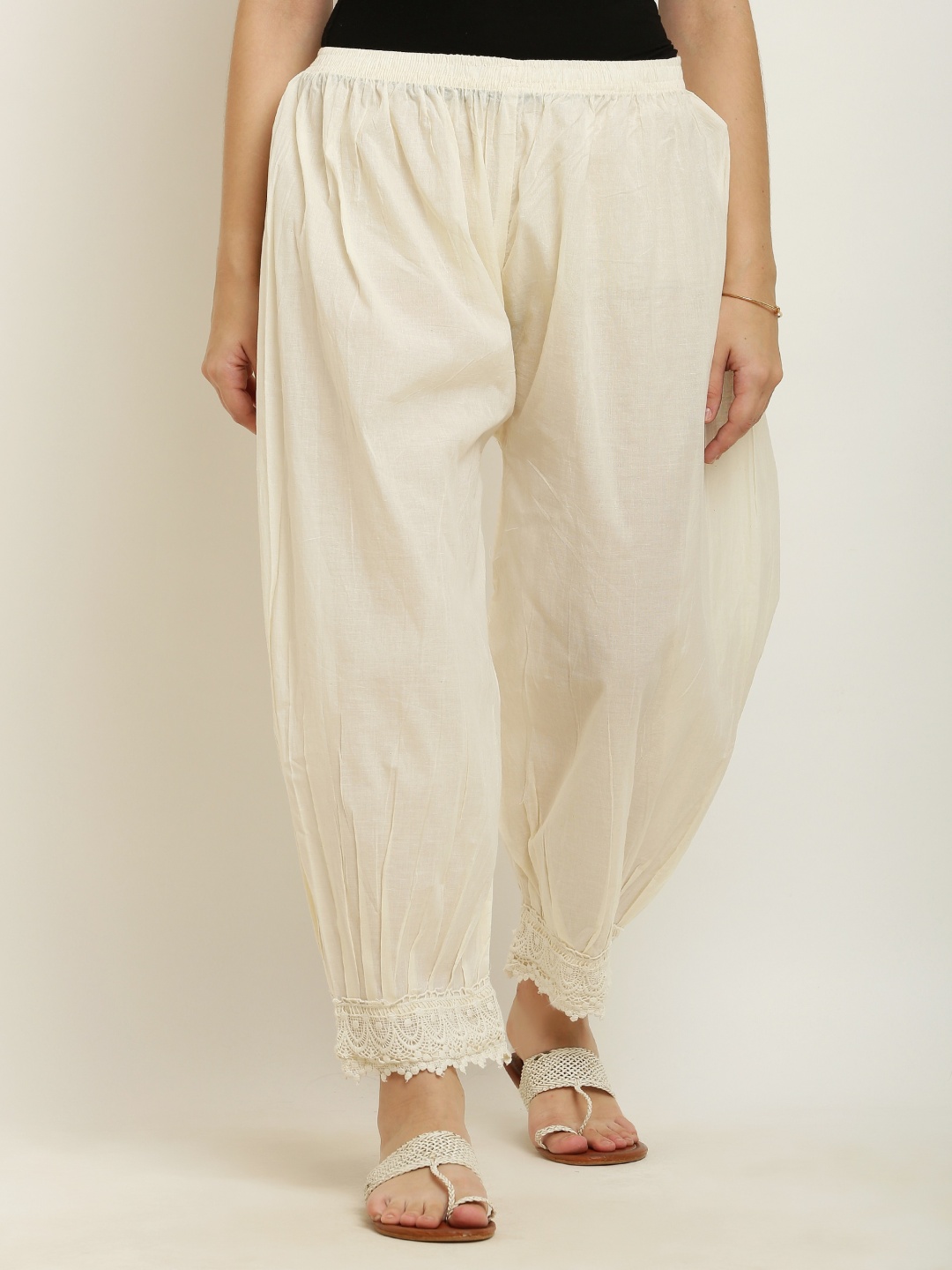 

farukhi creation Women Loose Fit Cotton Salwar, Cream