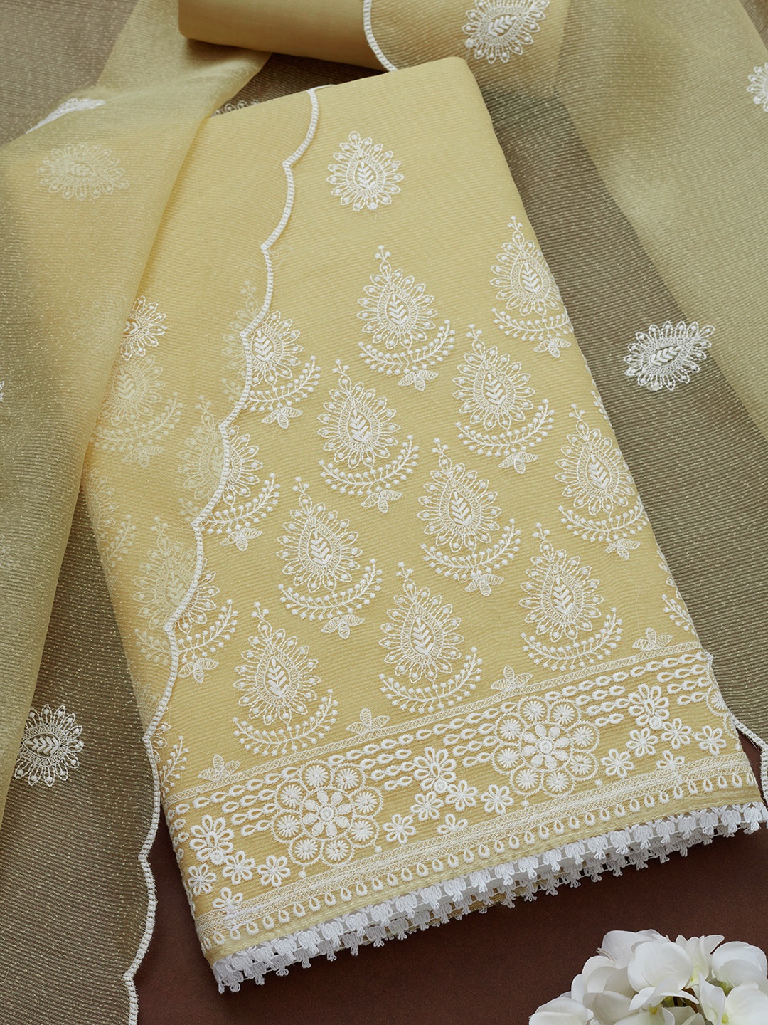 

Soch Ethnic Motifs Embroidered Unstitched Dress Material, Yellow