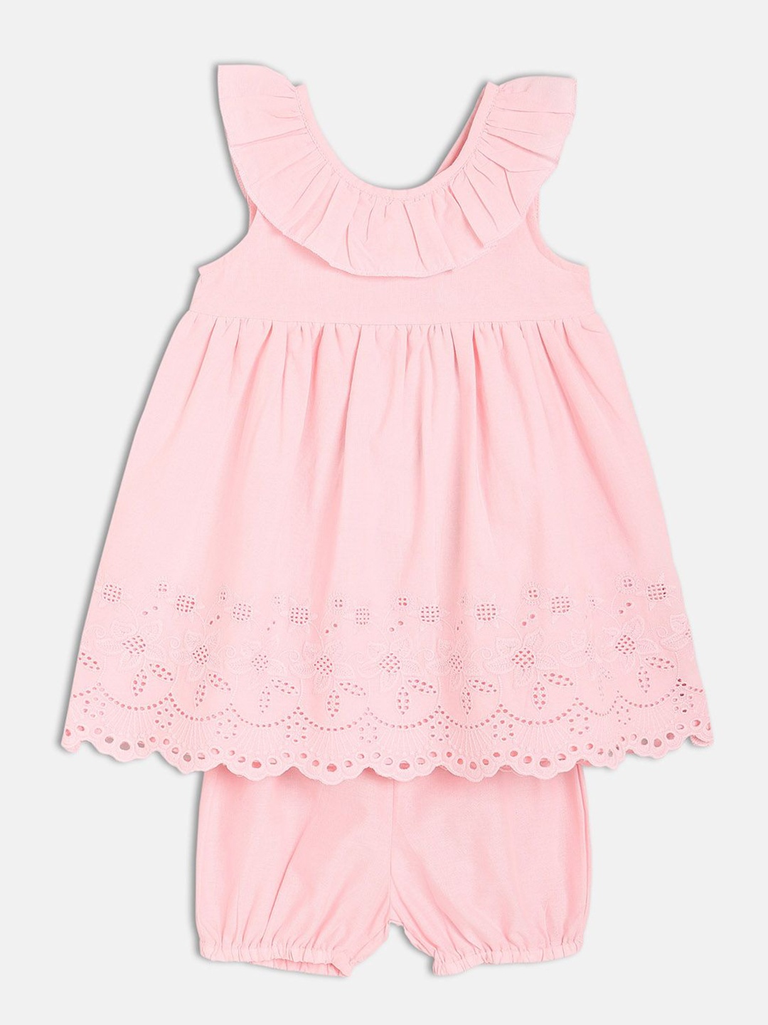 

MINI KLUB Girls Schiffli A-Line Dress With Bloomer, Pink