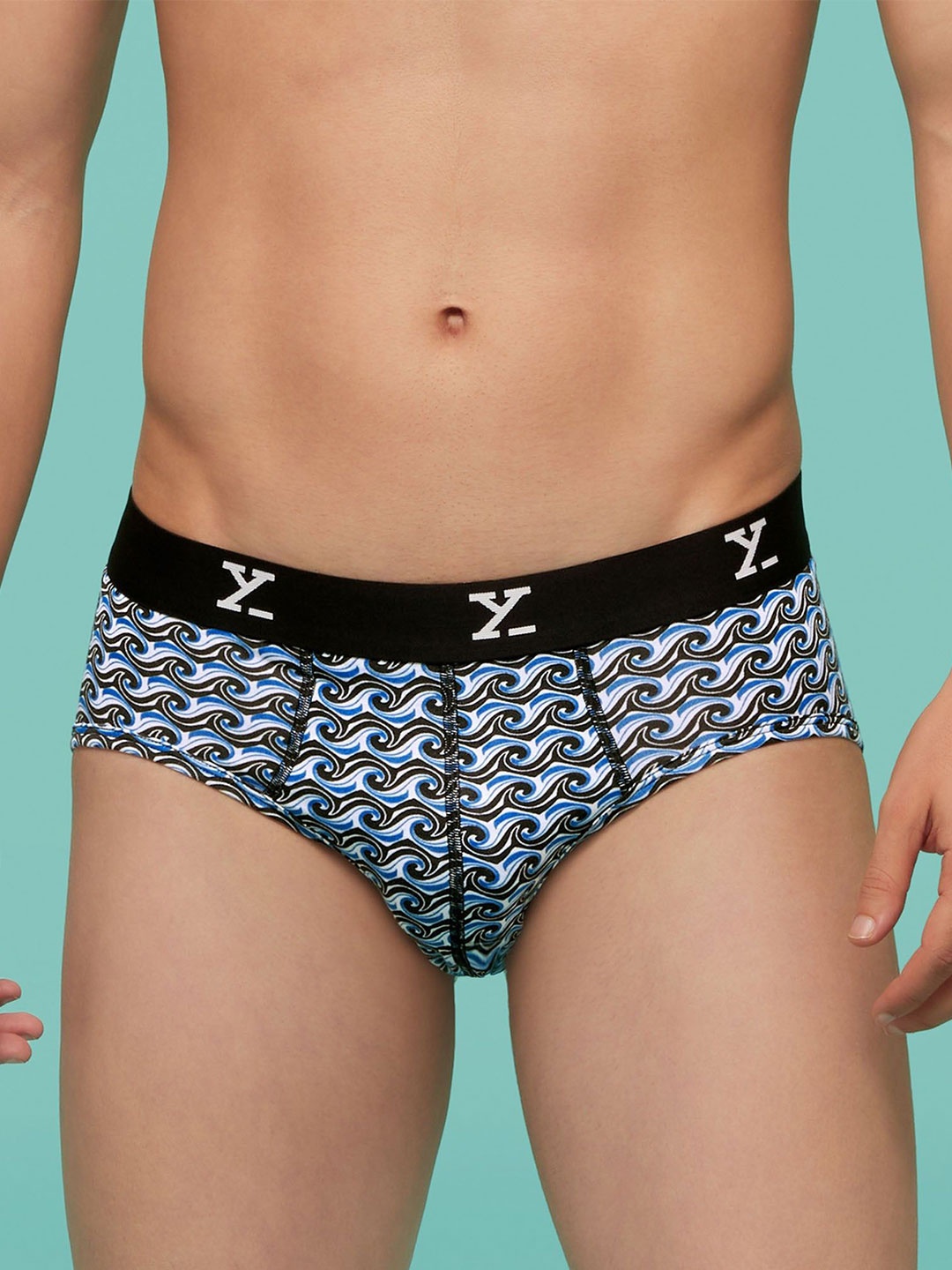 

XYXX Men Shuffle Modal Briefs Beach Waves XYBRF62, Blue