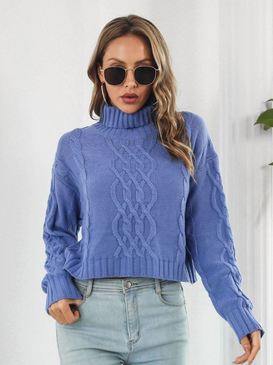 

Oh Rare Women Cable Knit Pullover, Blue