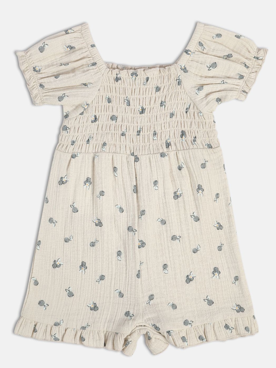 

MINI KLUB Girls Printed Pure Cotton A-Line Dress, Beige