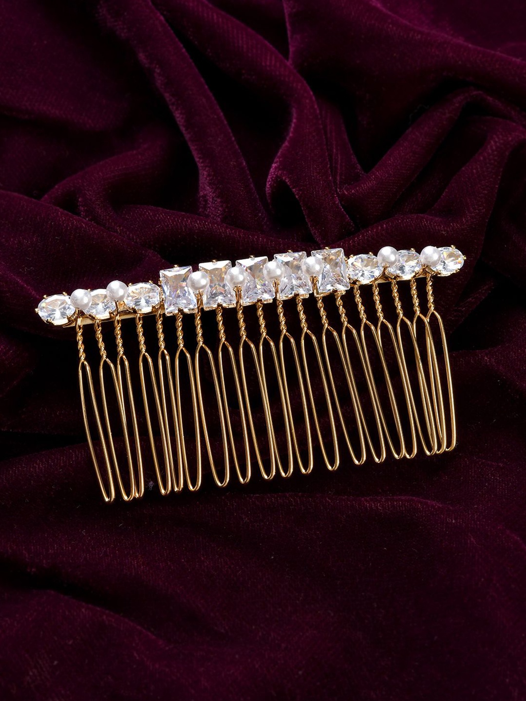 

Voylla Royal Romance Viviana Gold-Plated Stones Studded Bun Pin Head Jewellery
