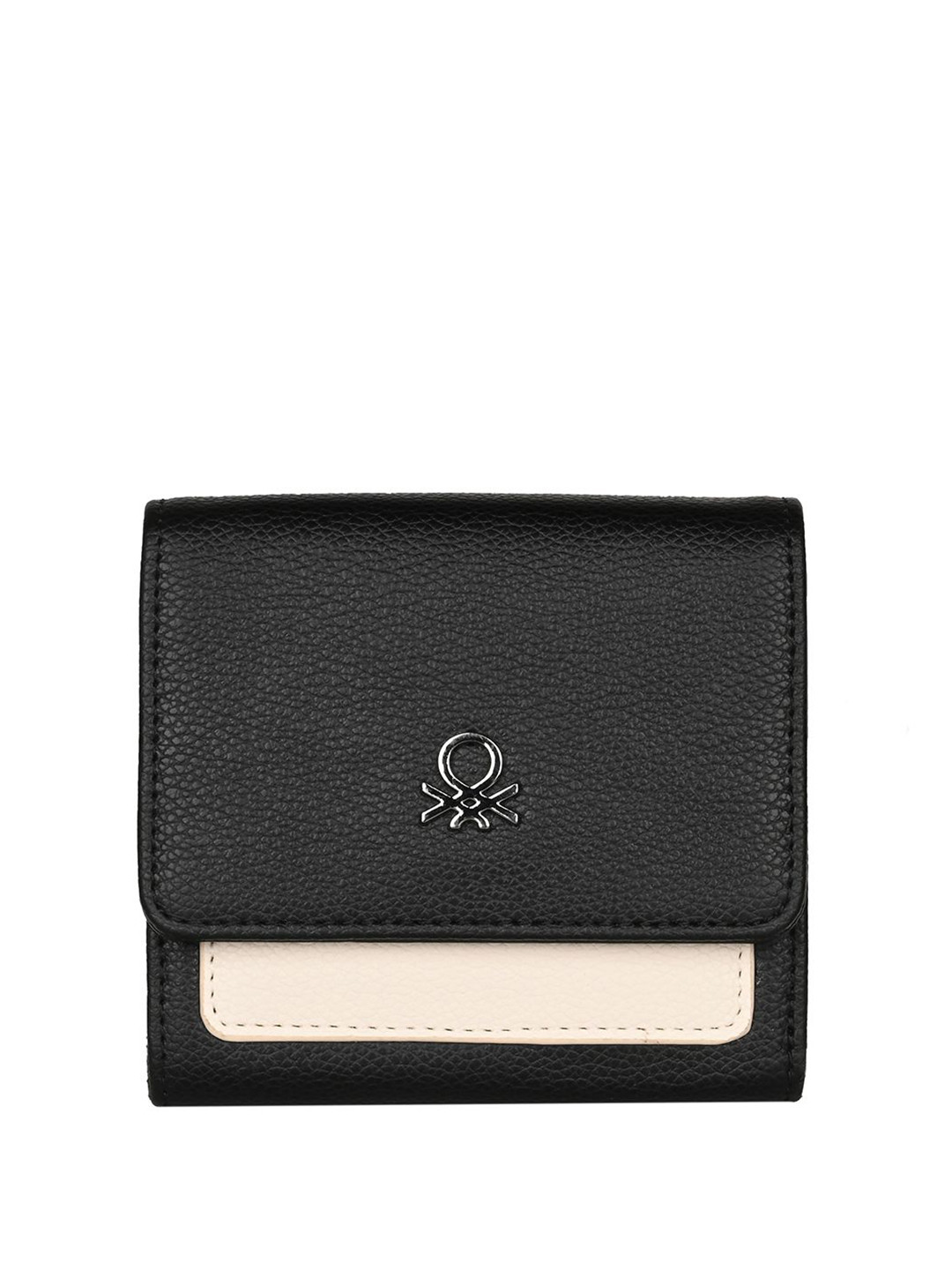 

United Colors of Benetton Women PU Three Fold Wallet, Black