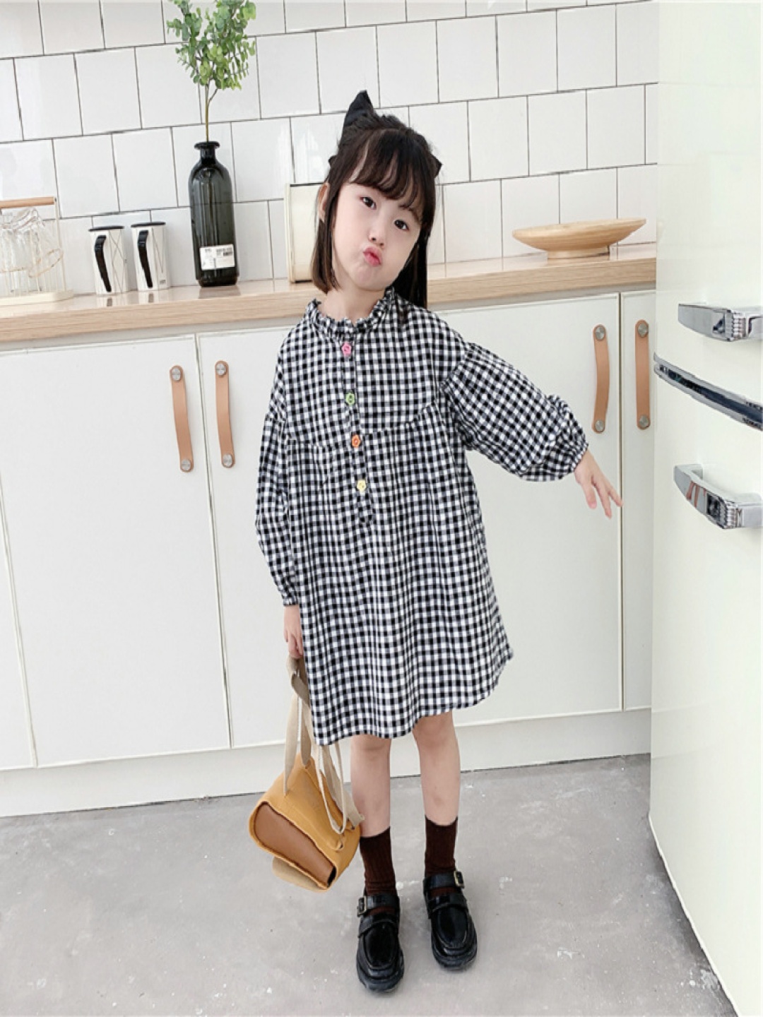 

StyleCast x Revolte Checked A-Line Dress, Black