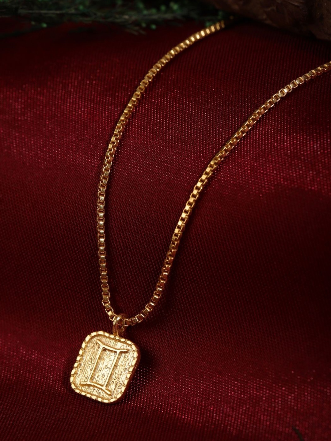 

Berserk Gold-Plated Gemini Square Pendant With Chain