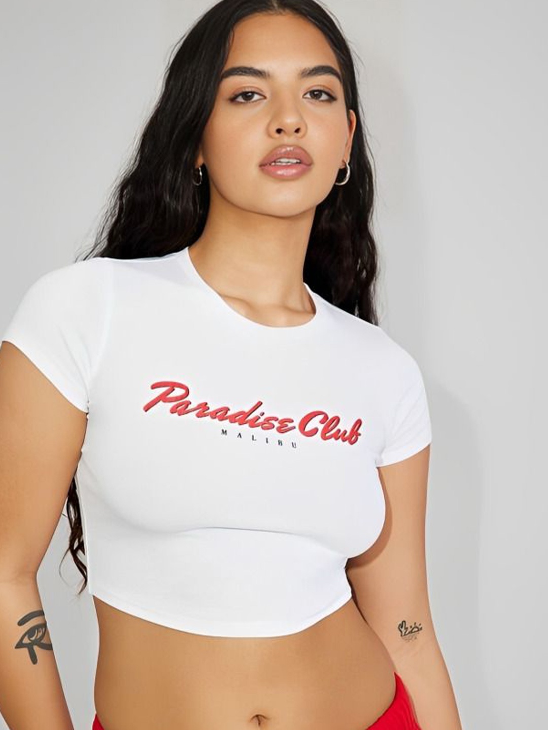 

sollobell Print Cotton Tank Crop Top, White