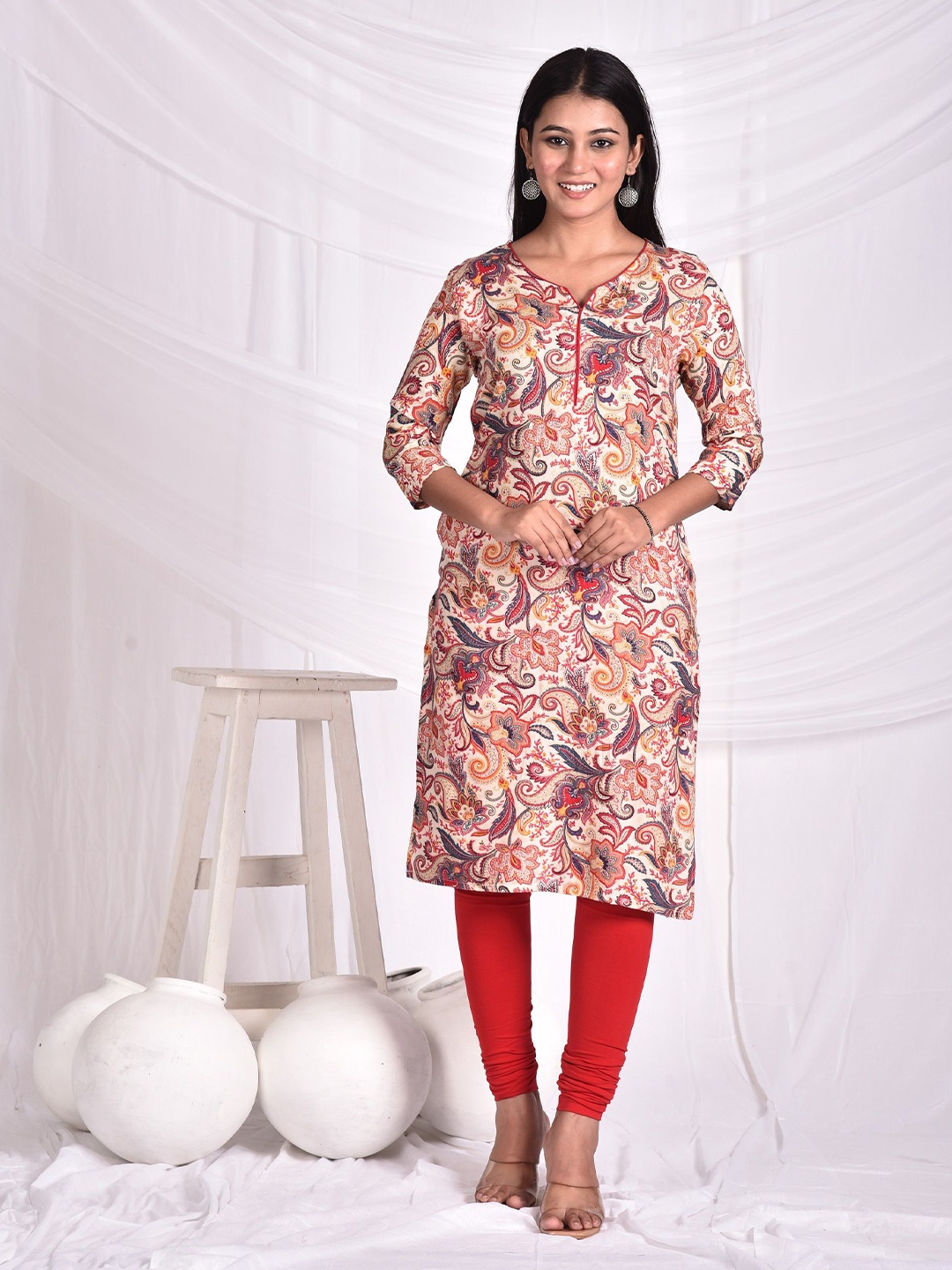 

Rashmi Shree Creation Women Paisley Printed Kurta, Beige