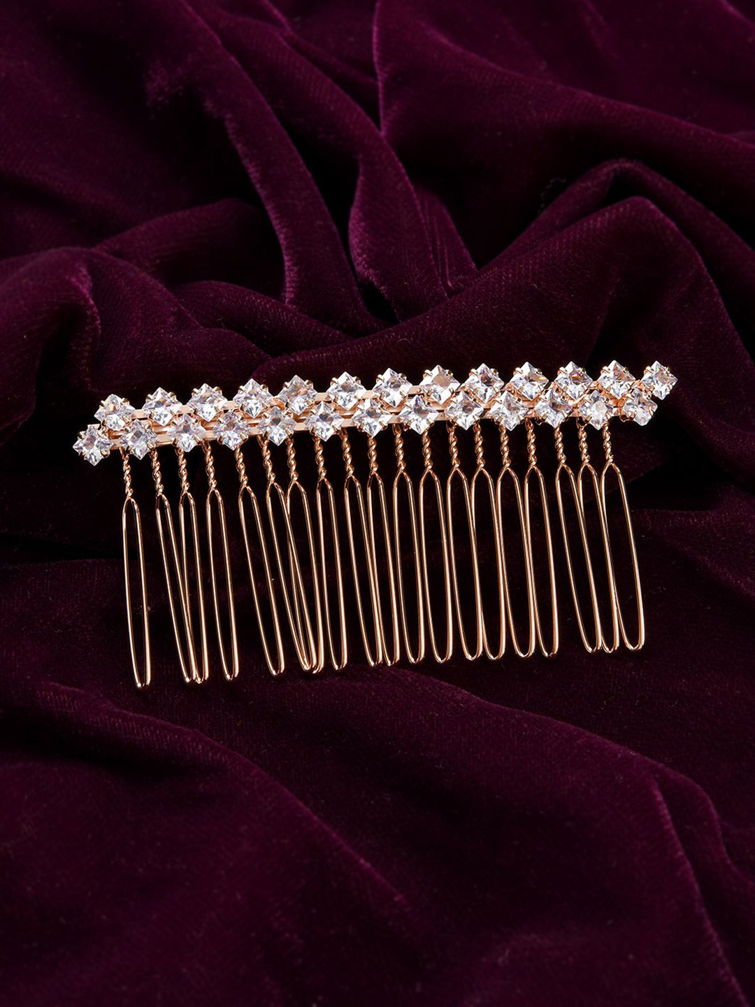 

Voylla Rose Gold-Plated Stones Studded Royal Romance Inanna Comb Pin Hair Accessories