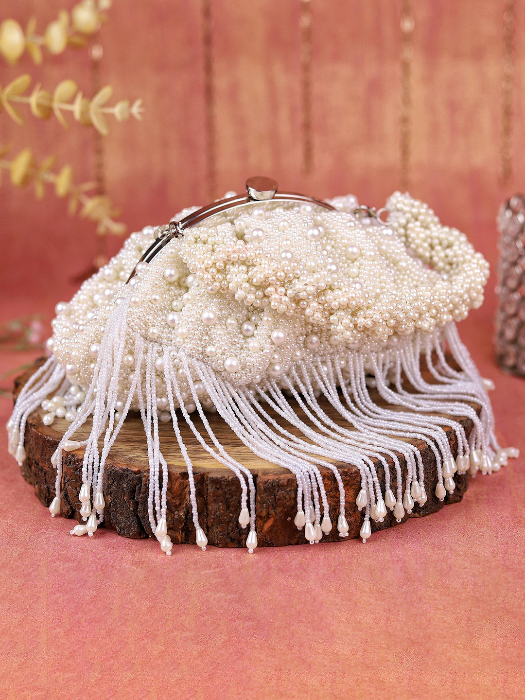 

sugarcrush Embroidered Potli Clutch, White