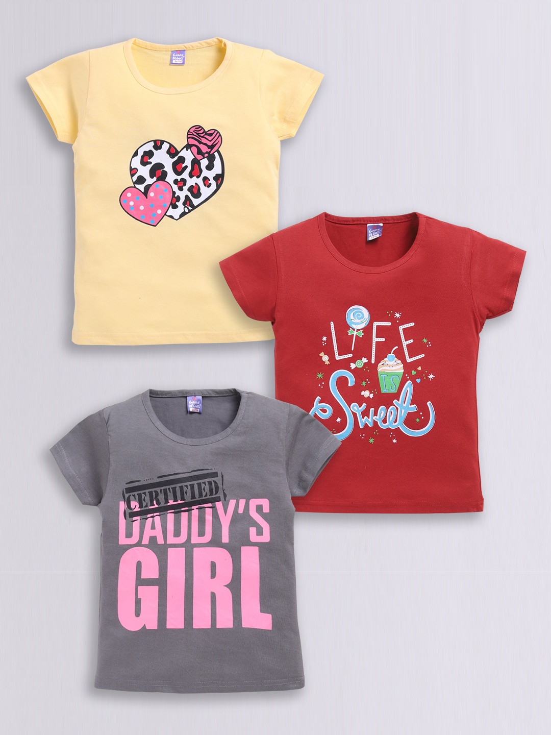 

Here&Now X Game Begins Girls Pack Of 3 Assorted Printed Pure Cotton T-shirts