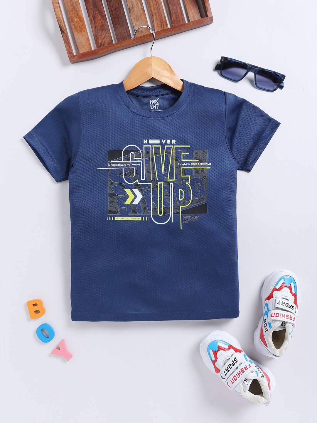 

HRX by Hrithik Roshan Boys Typography Printed T-shirt, Navy blue