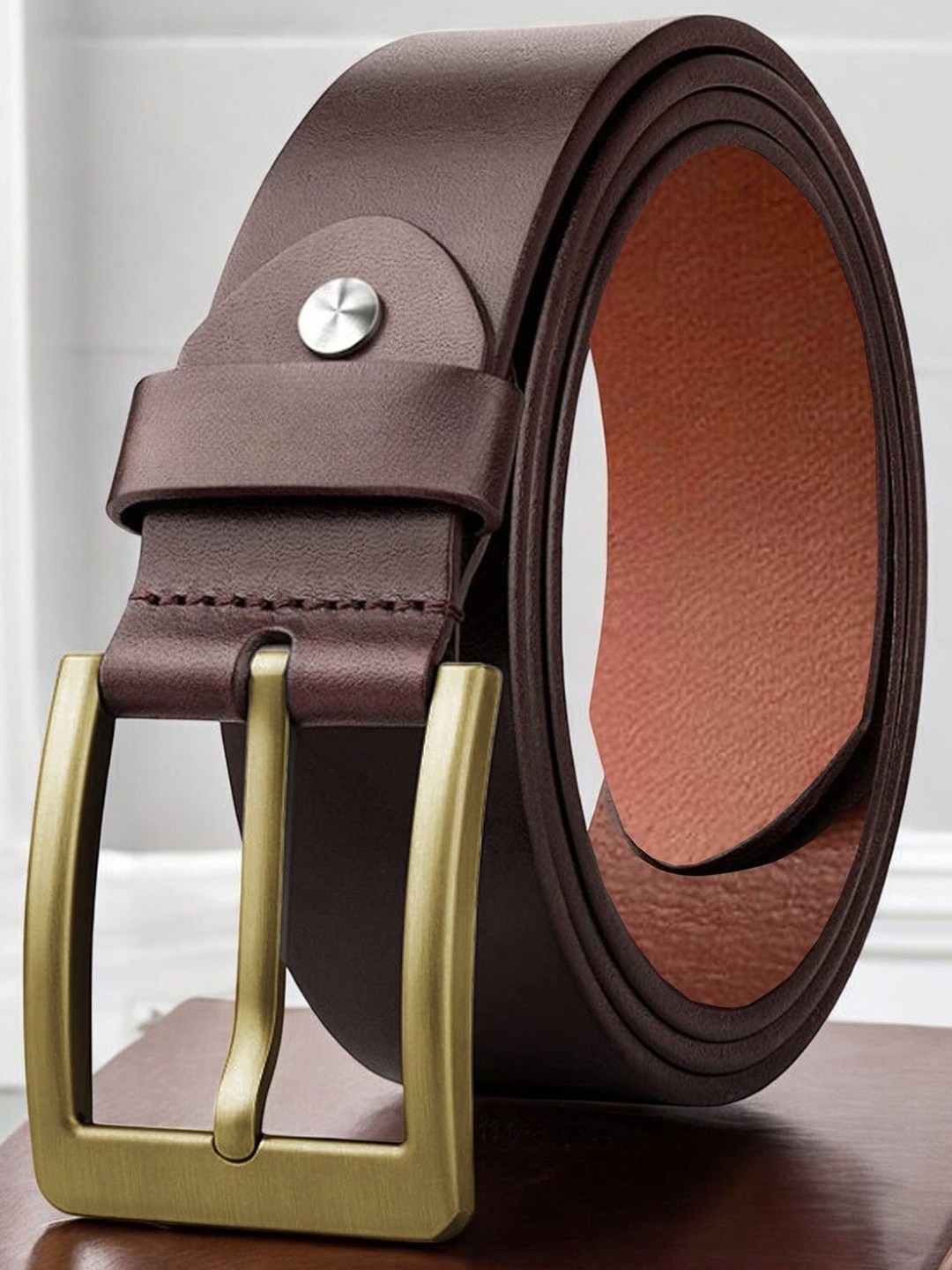 

URBAN ALFAMI Men Leather Belt, Brown
