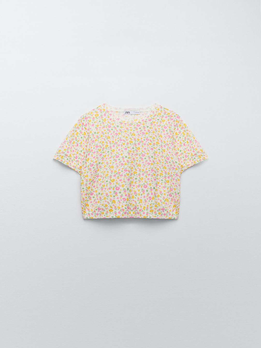 

ZARA Floral Print Cotton Top, Na