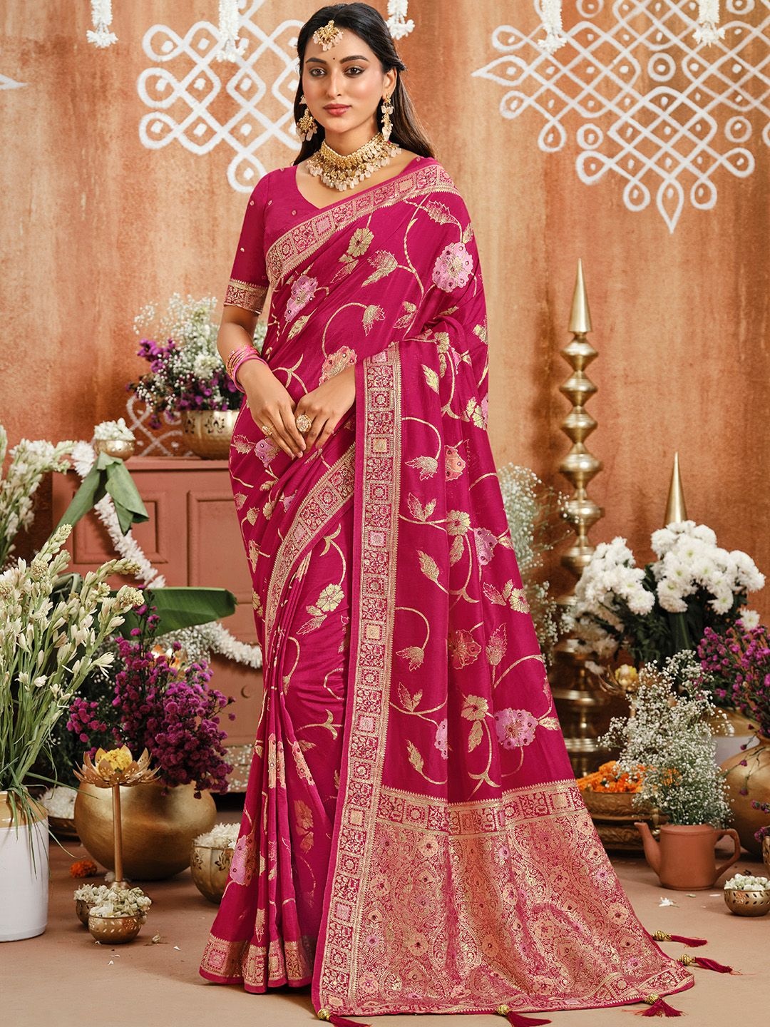 

Anouk Woven Design Saree, Pink