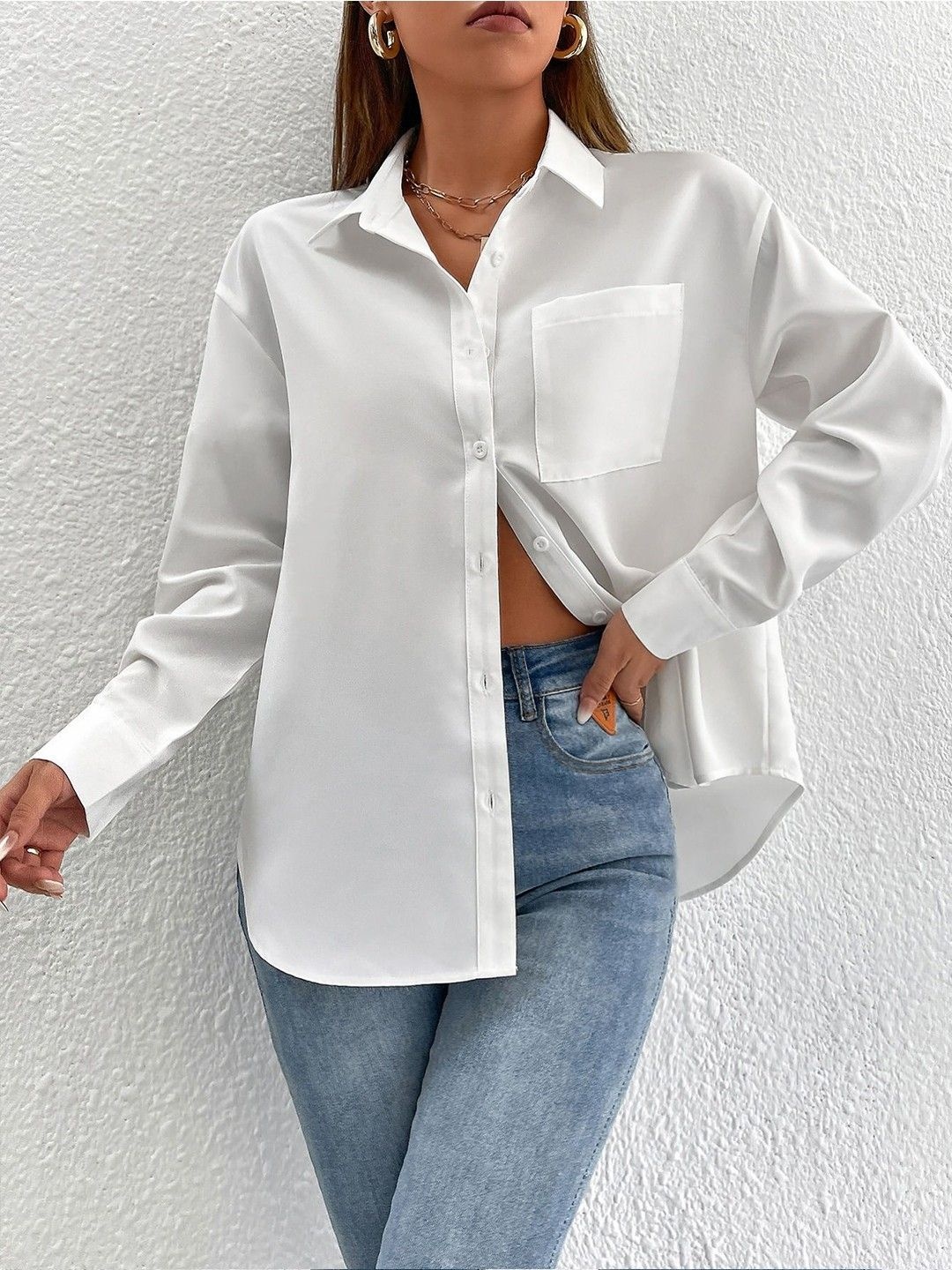 

NANCHI Women Comfort Boxy Opaque Casual Shirt, White