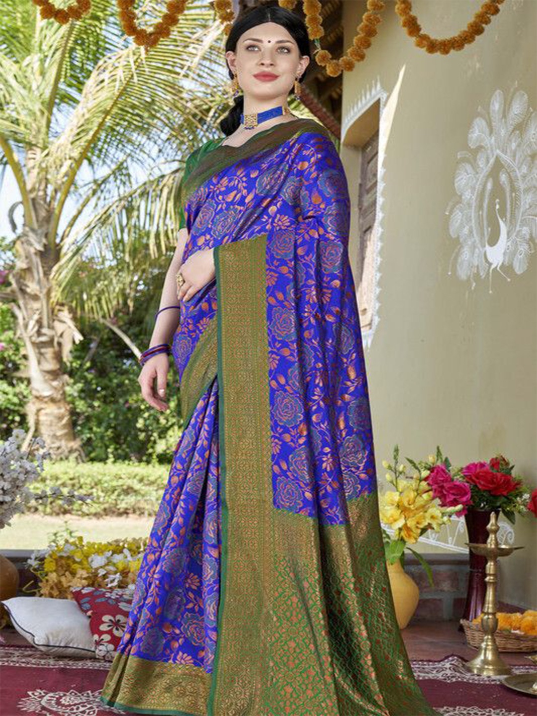 

sagarika Woven Design Zari Banarasi Saree, Blue
