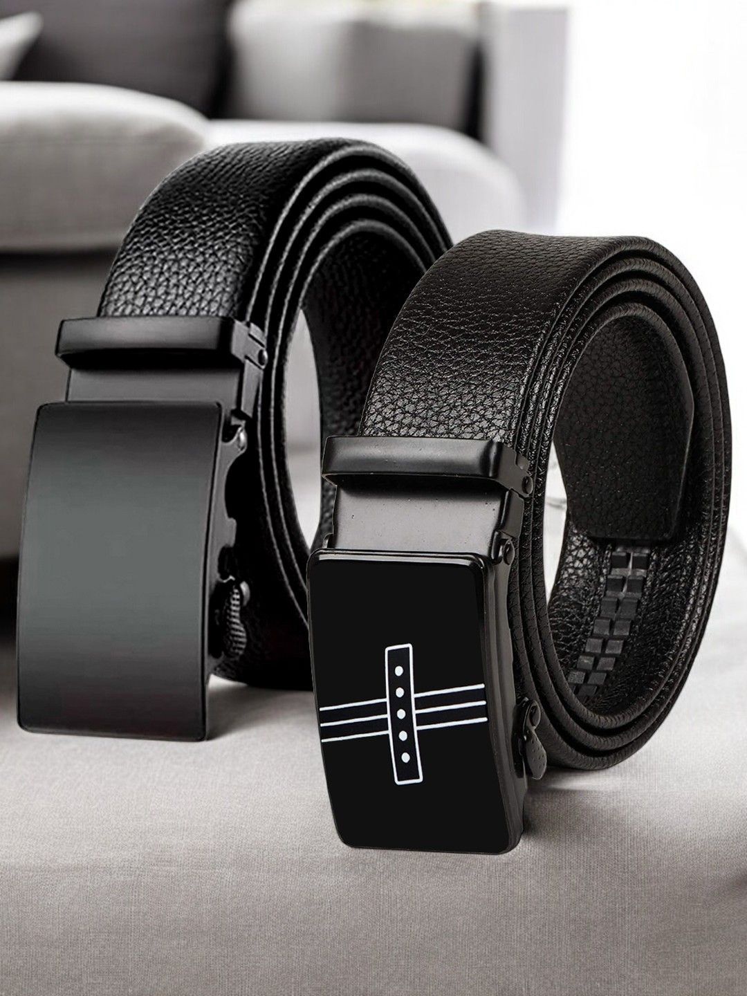 

Metronaut Men Textured 2 PU Belt, Black