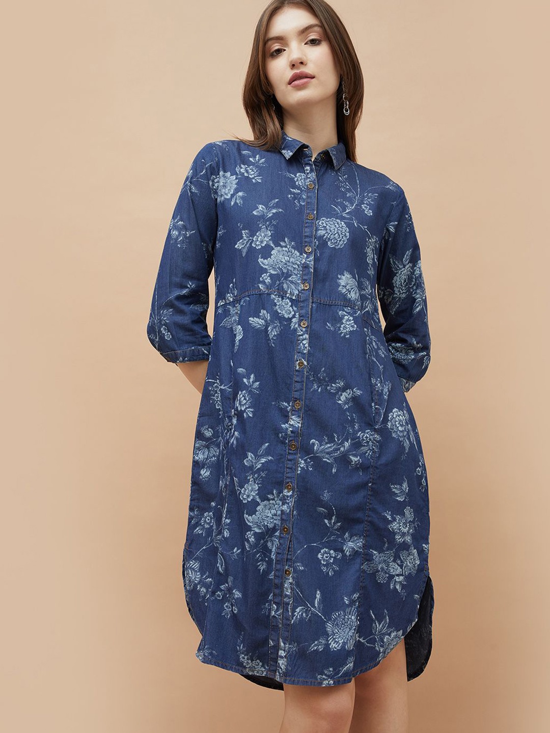 

Colour Me by Melange Women Floral Print Shirt Dress, Blue