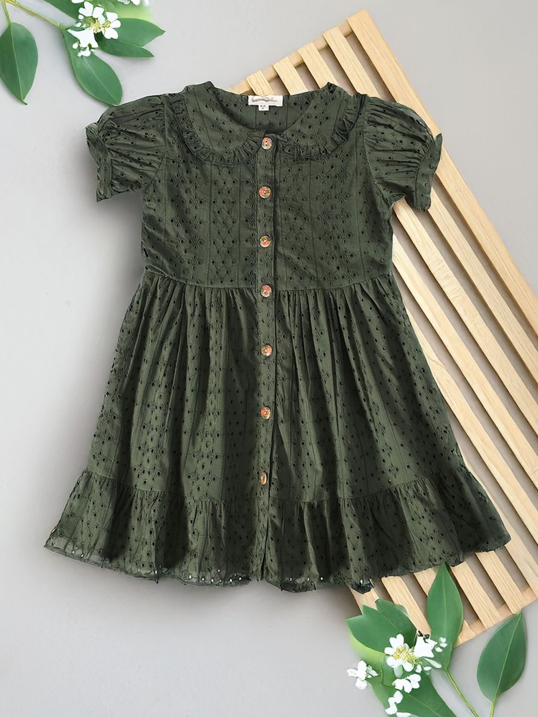 

Bella Moda Floral Print Flutter Sleeve Fit & Flare Dress, Green