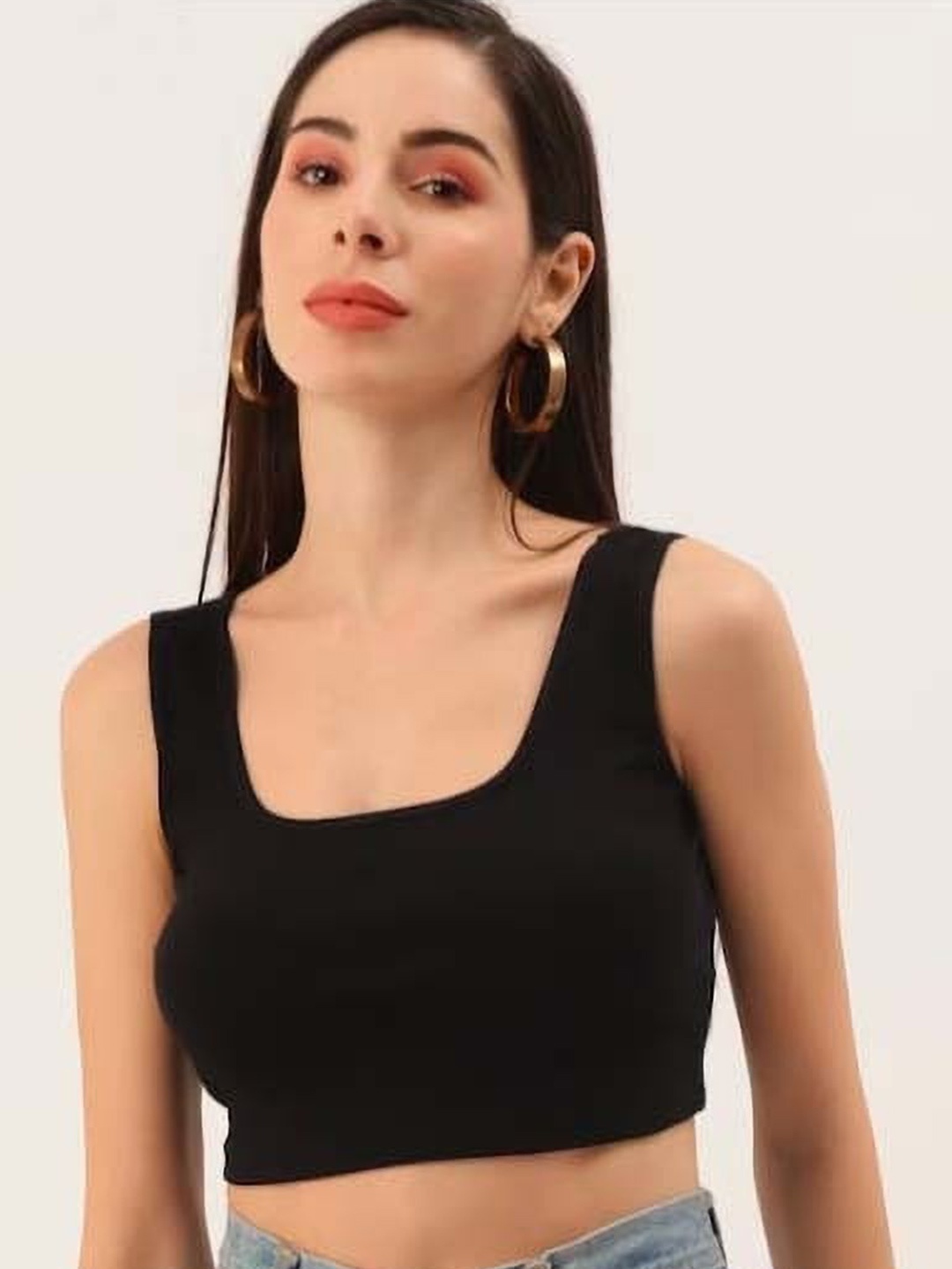 

sollobell Print Cotton Crop Top, Black