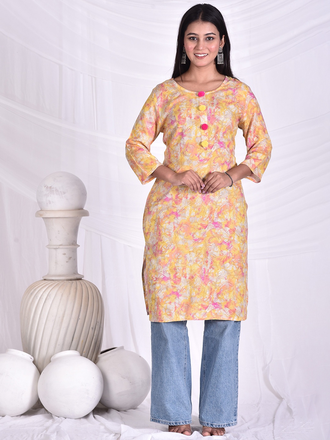 

Rashmi Shree Creation Printed Straight Kurta, Yellow