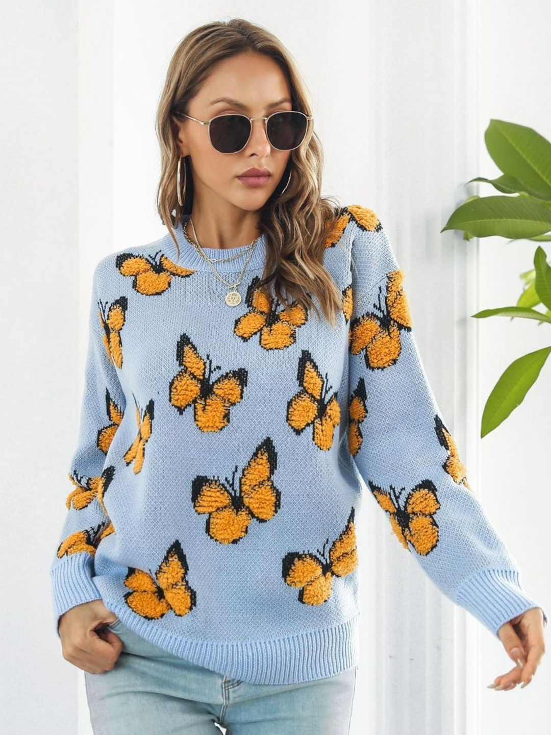 

Oh Rare Women Round Neck Pullover, Blue
