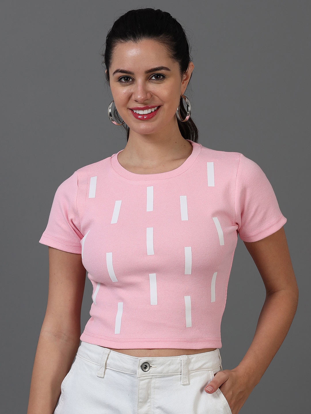 

sollobell Print Cotton Crop Top, Pink